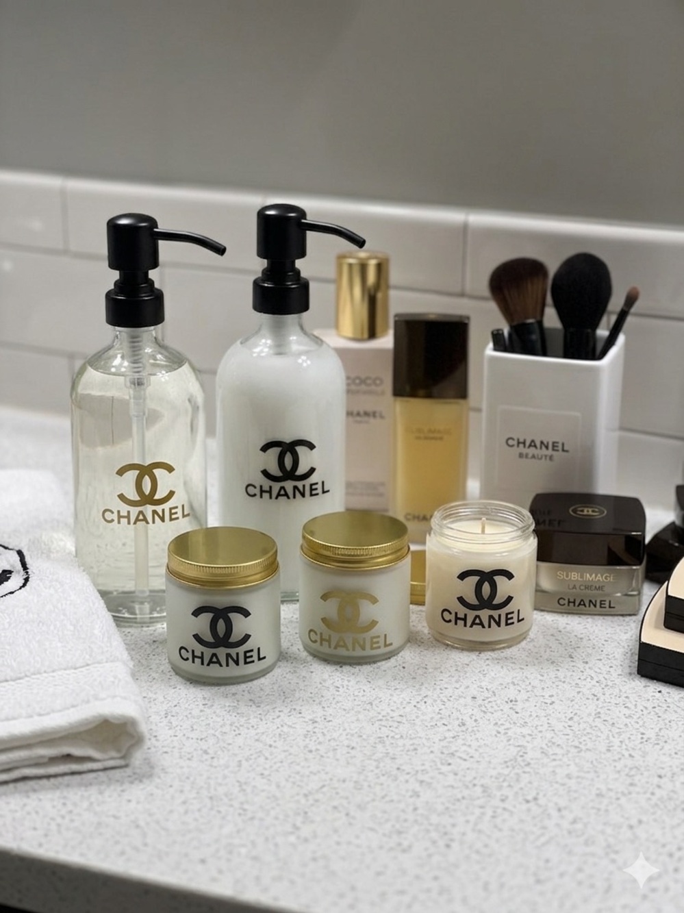 CHANEL Black-Logo White Frosted Glass Jar Candle 🕯️ - Picture 4 of 5